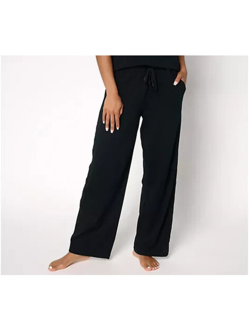 Cuddl Duds Cottonwear+ Straight Leg Elastic Waist Lounge Pants Black Size Medium